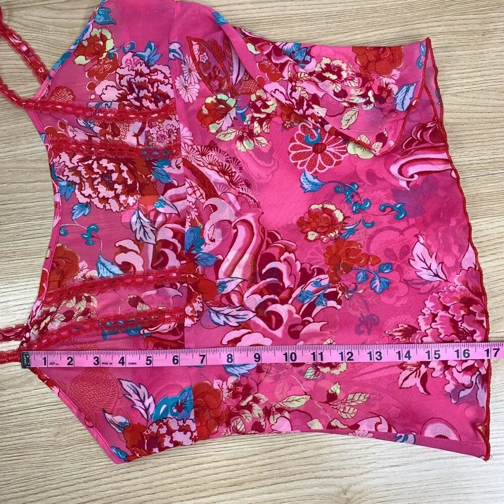 Y2k Josie Natori Floral Lace Babydoll Sheer Slip Top Size L Dainty Artsy Sexy - Picture 9 of 9